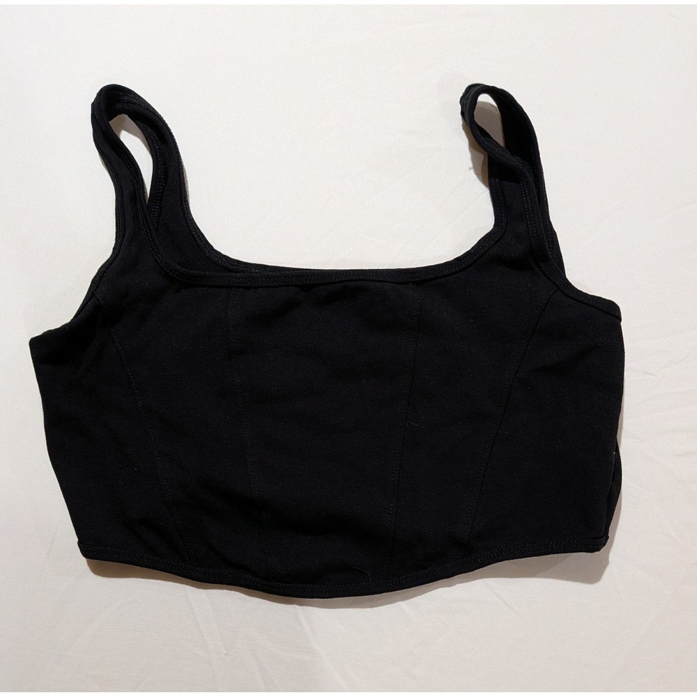 Altard State Black Corset Crop Top Square Neck Sleeveless Medium
